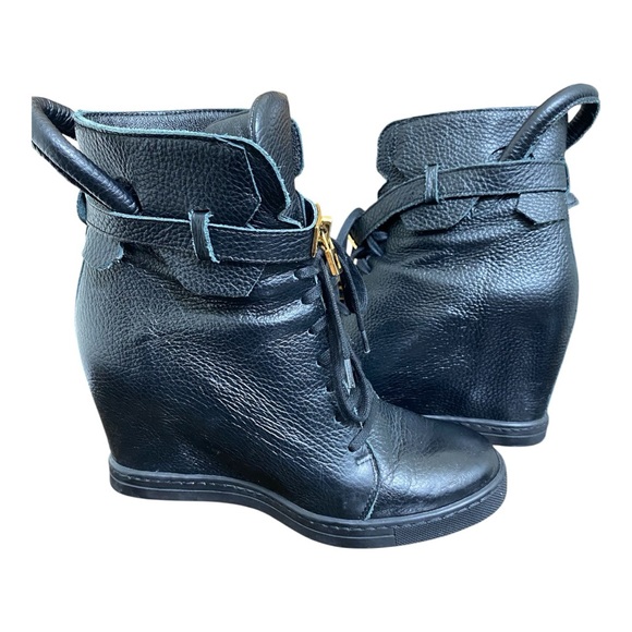 Badura Wedge Black Leather Boots - Picture 6 of 10